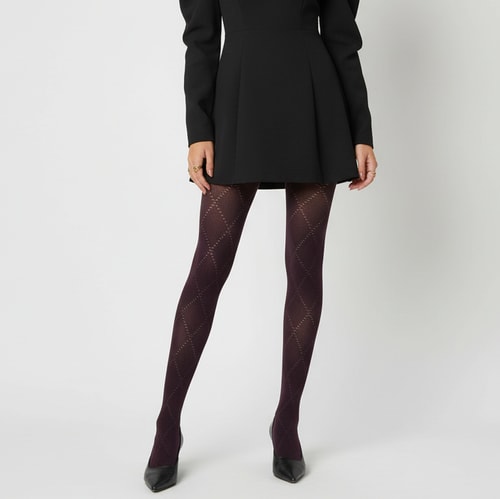 1 Piece Fashion Show Diamond Diamond Knit Women's Tights