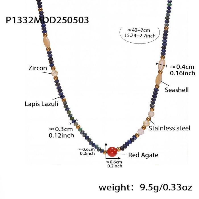1 Piece Classic Series Elegant Beads Natural Stones Women's Beaded Necklaces h5Picture2