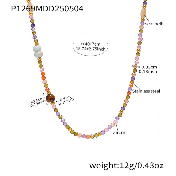 1 Piece Series Colorful Beads Natural Stones Women's Beaded Necklaces h5Picture2