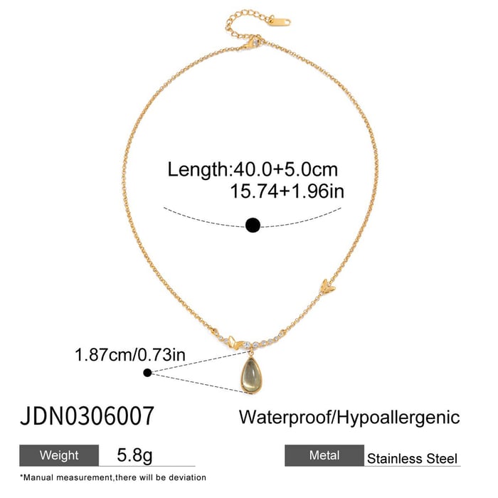 1 stuk elegante glazen druppelvormige roestvrijstalen damesketting met hanger h5Afbeelding2