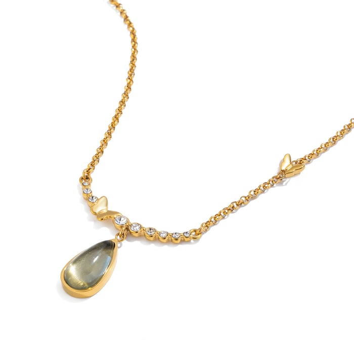 1 stuk elegante glazen druppelvormige roestvrijstalen damesketting met hanger h5Afbeelding8
