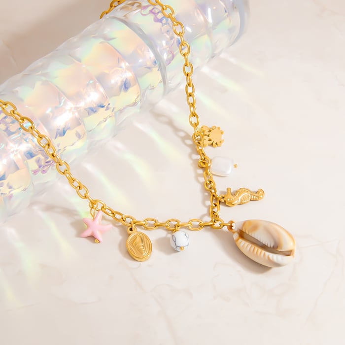 Oceanic Stainless Steel Gold Color Pendant Necklaces Picture5