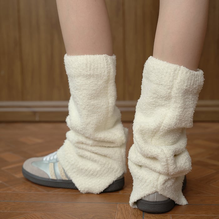 1 Pair Solid Color Knitted Leg Warmers Picture4