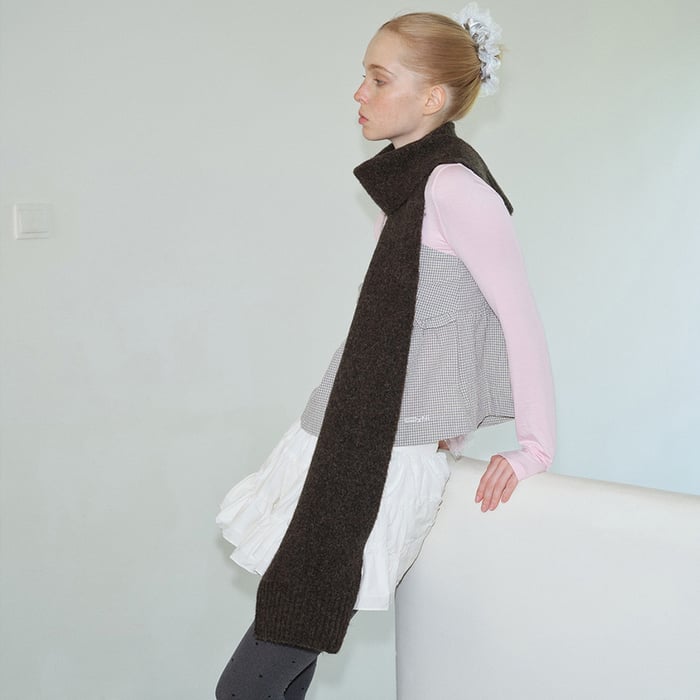 Écharpe d&#39;hiver simple en laine mélangée de couleur unie, 1 pièce Image6