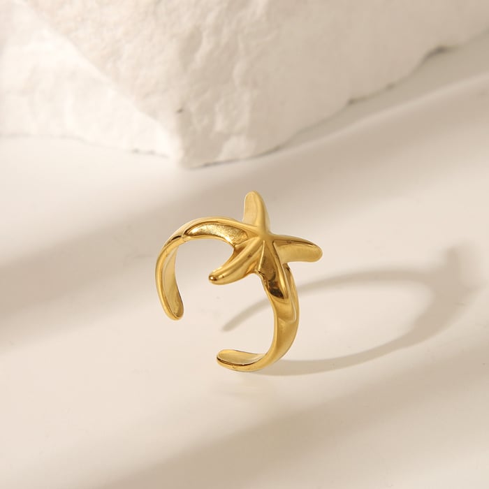 1 Piece Stainless Steel Gold Color Adjustable Rings Picture2