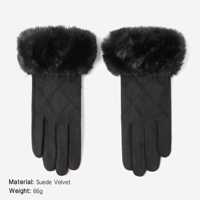 1 Pair Elegant Suede Plush Winter Gloves Picture2
