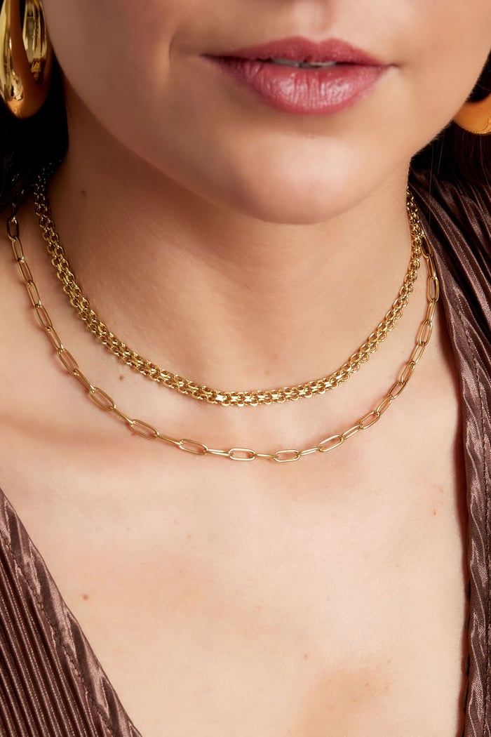 Gliederkette einfach Goldfarbe Edelstahl h5Bild3