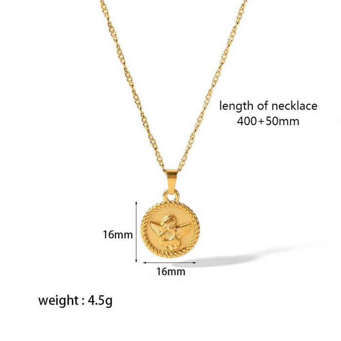 1 piece of vintage classic  gold-plated stainless steel love rose geometric round pendant necklace for women's daily wear