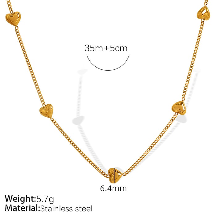 1 piece romantic series classic heart titanium steel  gold color plated women's pendant necklaces