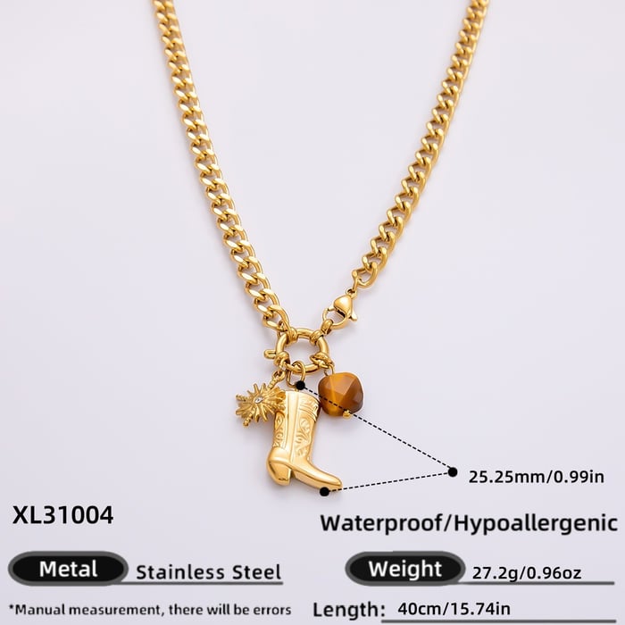 1 piece classic series simple heart stainless steel  gold color plated artificial pearl women's pendant necklaces