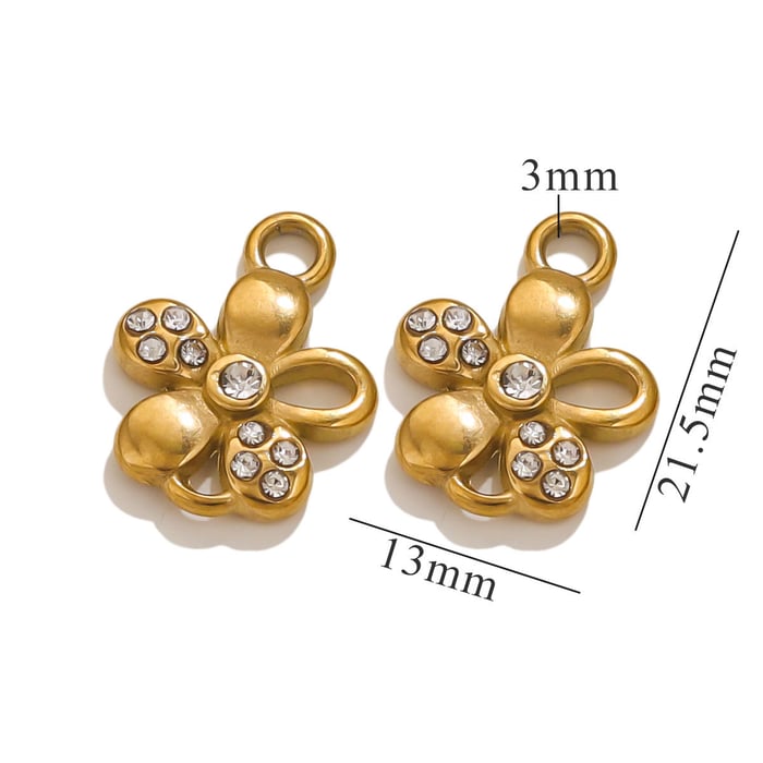 1 paar simple series klassische herz edelstahl vergoldet strass damen anhänger