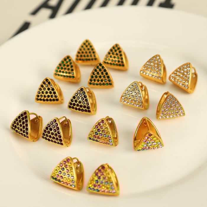 1 pair simple series simple geometric stainless steel  gold plated rhinestone women drop earrings h5Picture2