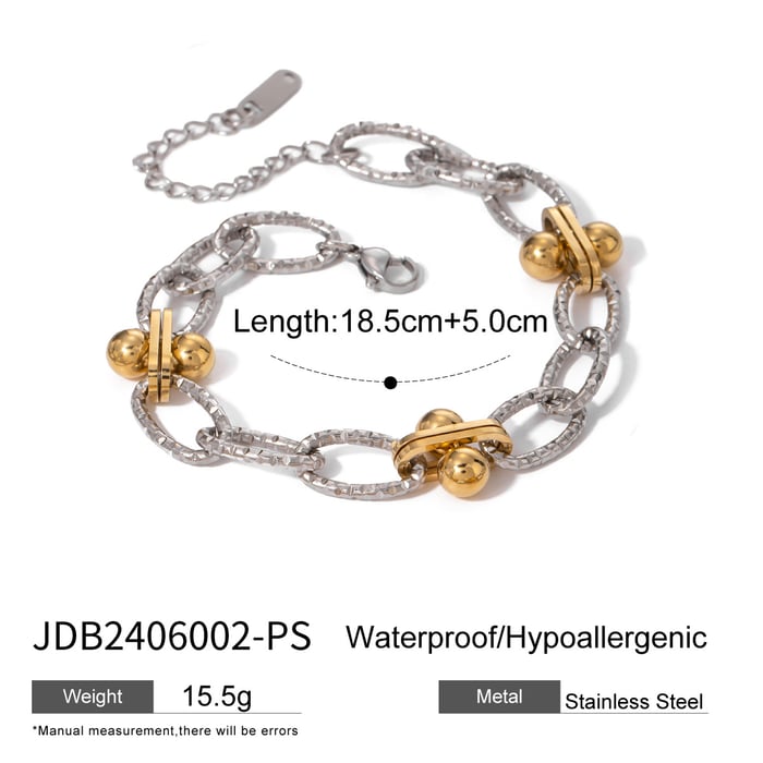1 Paar exquisites Armband im Retro-Hongkong-Stil für Mädchen, 18 Karat Gold, Edelstahl, farblich abgestimmt auf Gold und Silber, dickes Kettenarmband im O-Stil mit Hammermuster, Damenkettenarmband