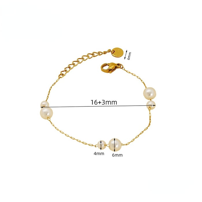 1 stück tägliche edelstahl vergoldete kunstperlen damen kettenarmbänder