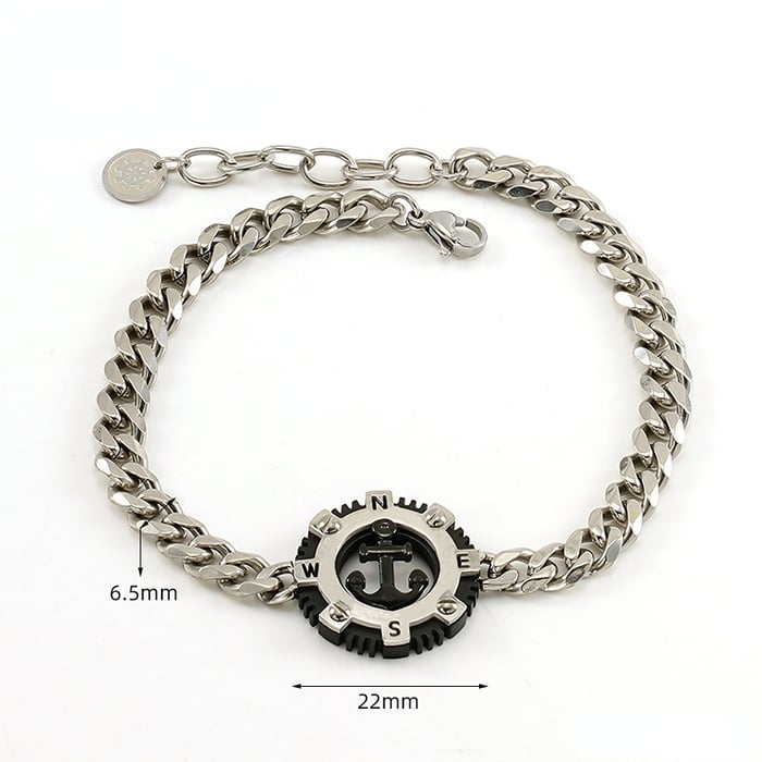 1 Paar grenzüberschreitende Mode personalisierte runde Marke Anker Armband Männer Hip-Hop Trend All-Match Edelstahl Armband Schmuck Herren Herren Armband