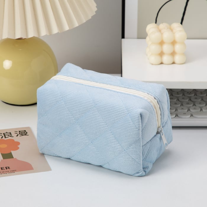 1 Piece Simple Series Plaid Portable Large Capacity Toiletry Women's Cosmetic Bags