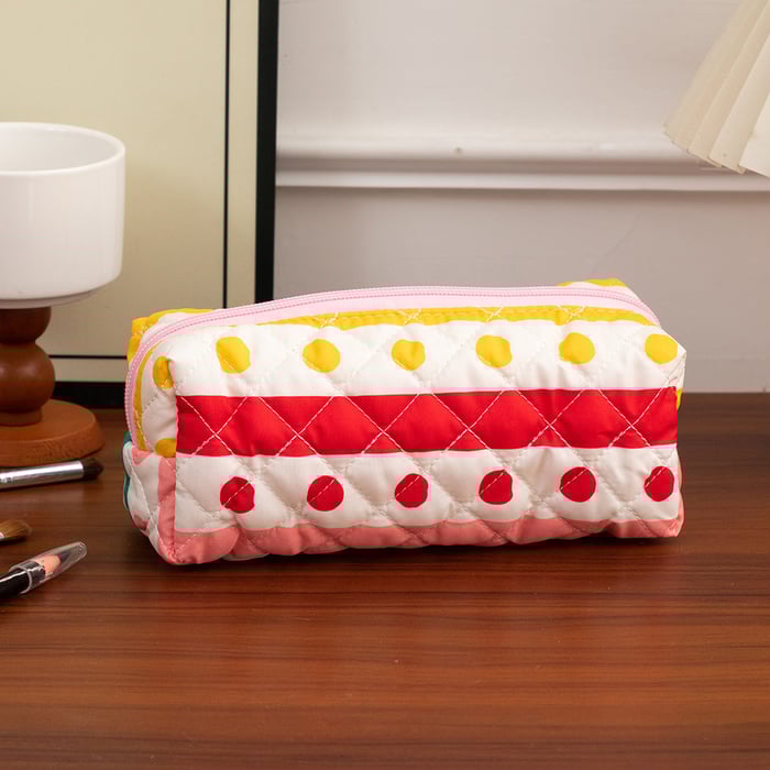 1 Pair Colorful Series Rainbow Cute Polka Dots Portable Large Capacity With Random Printing Design Women's Cosmetic Bags