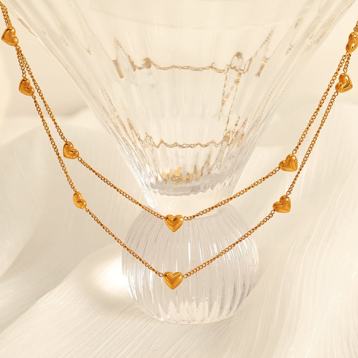 1 piece romantic series classic heart titanium steel  gold color plated women's pendant necklaces h5Picture2