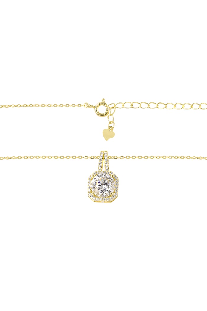 Halskette mit quadratischem Stein – Goldfarbe - Goldfarbefarbe Bild6