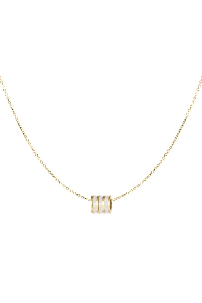 Necklace round charm - Gold color/pink