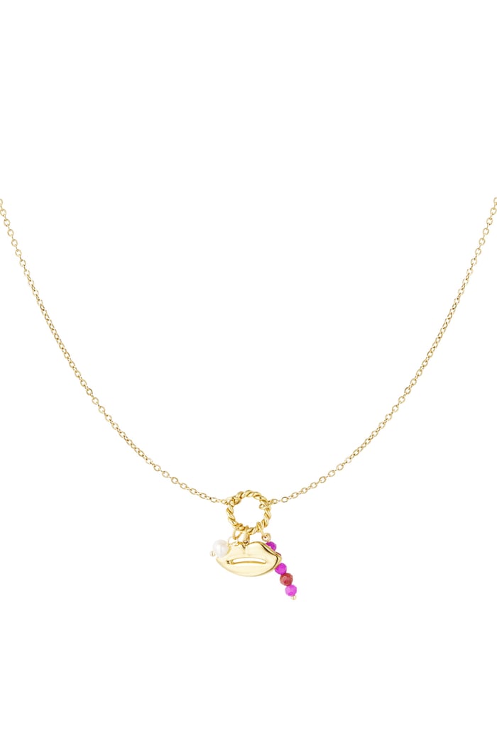 Necklace mouth with beads - Gold color/purple