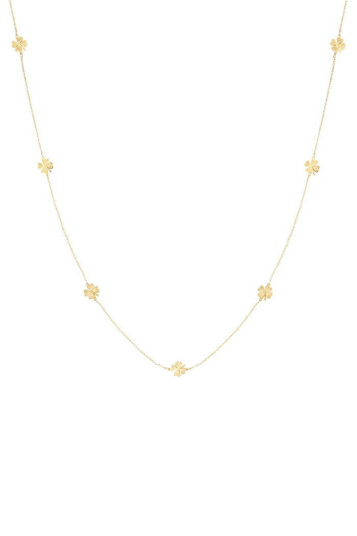 Lange Kleeblatt-Halskette – Goldfarbe - Goldfarbefarbe