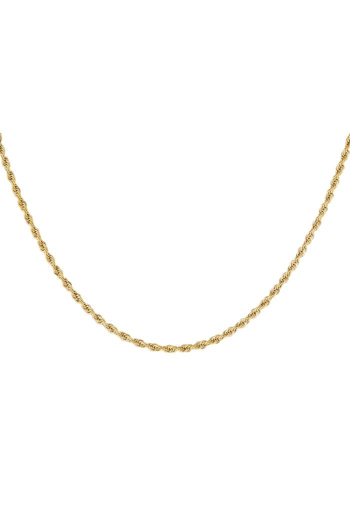 unisex necklace twisted short - Gold color-3.0mm 