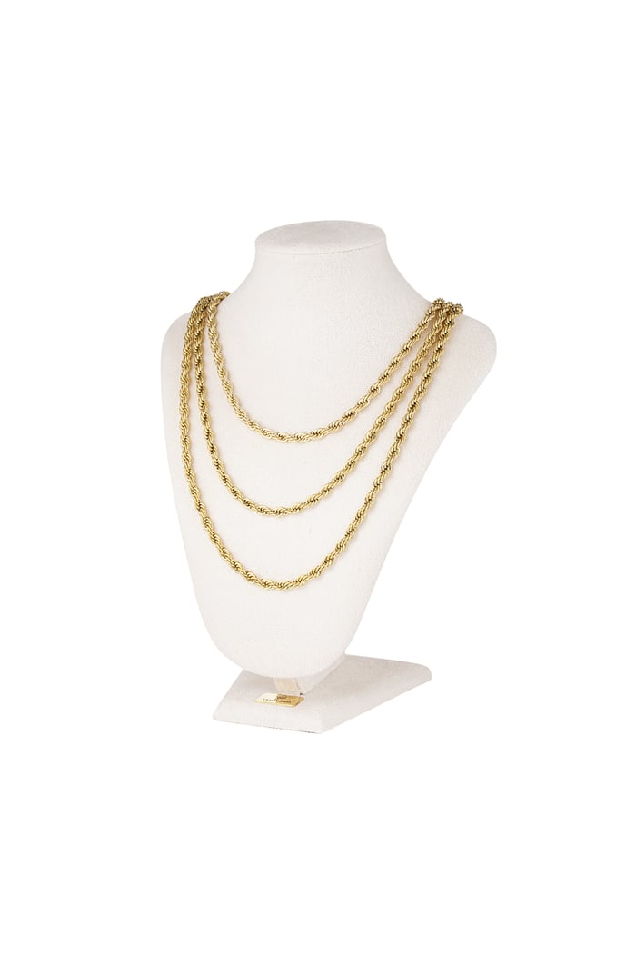 Unisex-Halskette, dick, gedreht, kurz – Goldfarbe – 4,5 MM Bild5