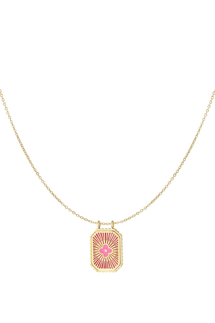 Halskette mit farbigem Blumenanhänger – Grüngold