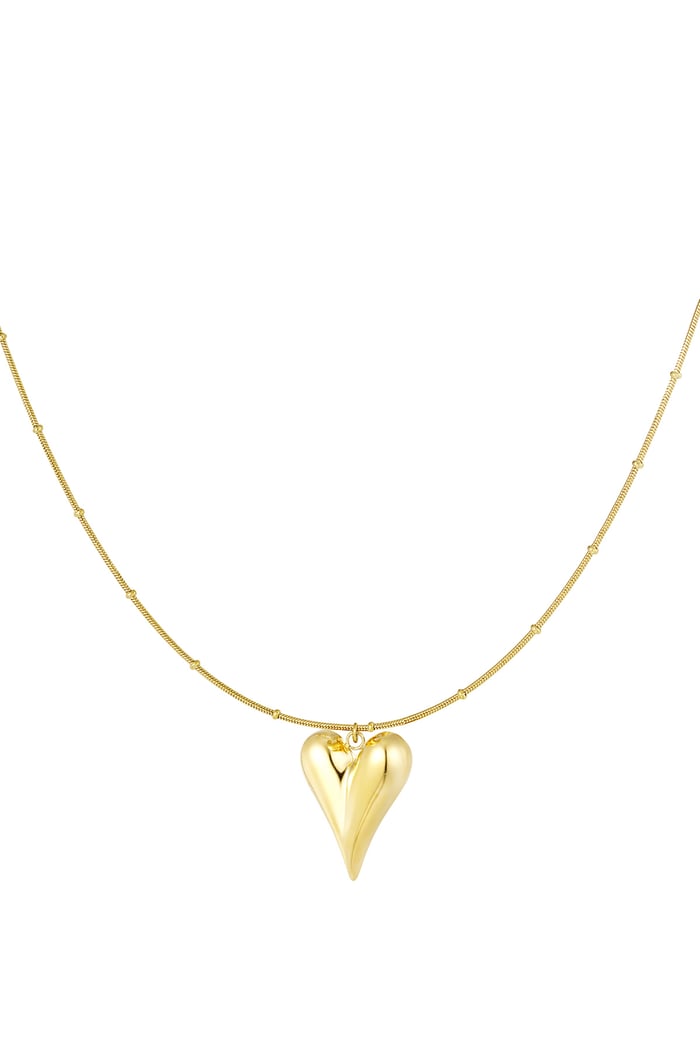 Kugelkette mit ikonischem Herz groß – Goldfarbe - Goldfarbefarbe Bild5