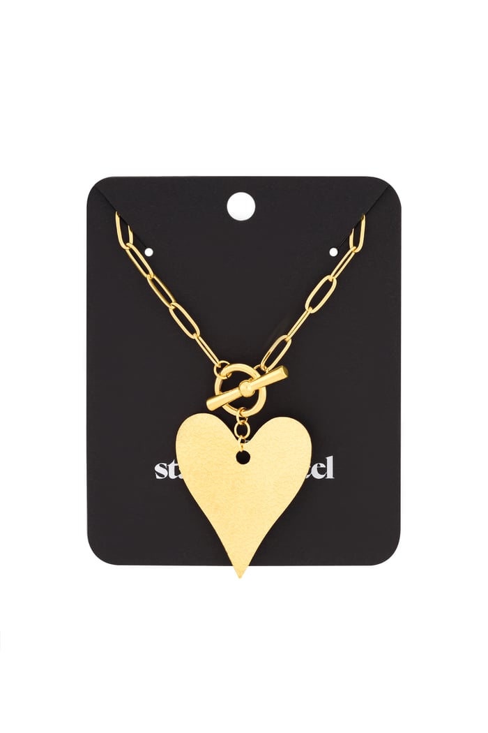 Lange Gliederkette großes Herz – Goldfarbe  - Goldfarbefarbe h5Bild3
