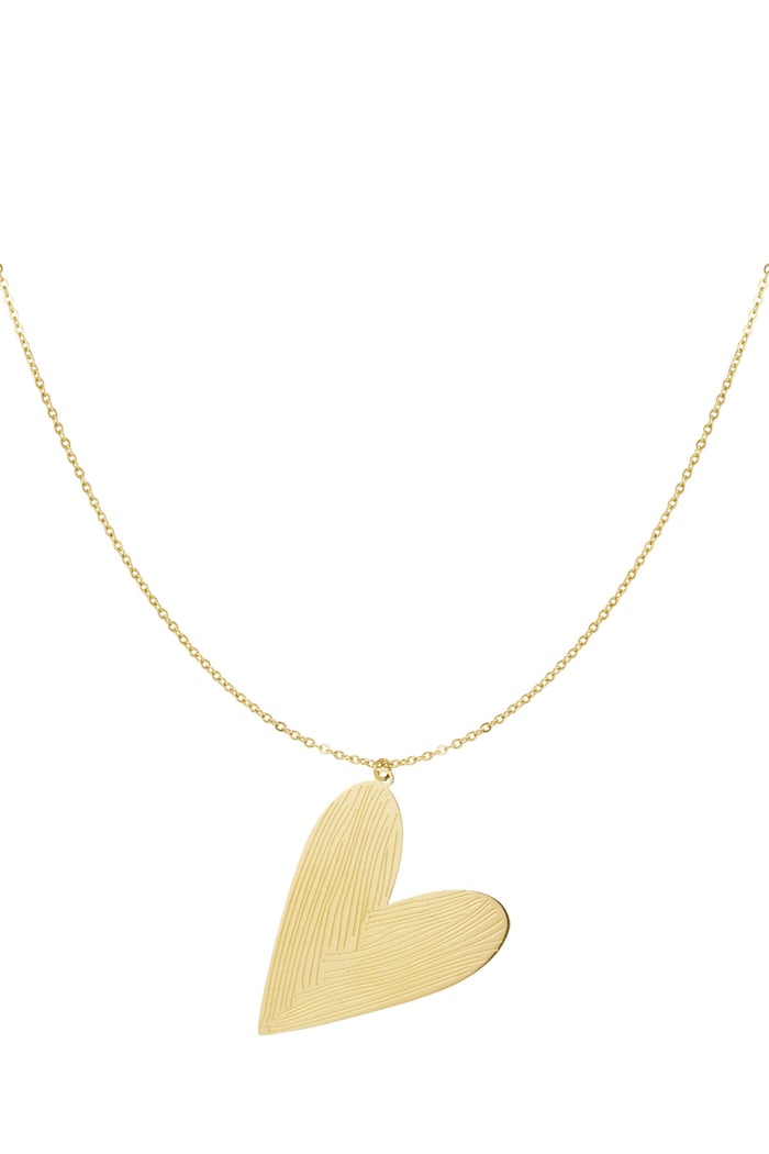 Lange Halskette mit diagonal großem Herz – Goldfarbe - Goldfarbefarbe