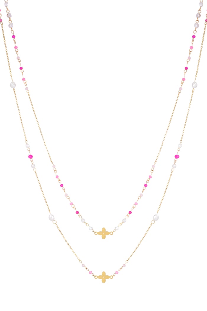 Double clover necklace - blue/Gold color
