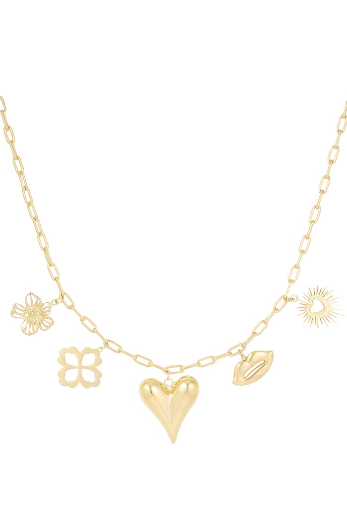 Halskette mit Charm „Die Sprache der Liebe“ – Goldfarbe - Goldfarbefarbe