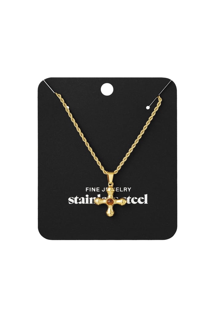 Collar de piedra divina - Color dorado/rojo h5Imagen3