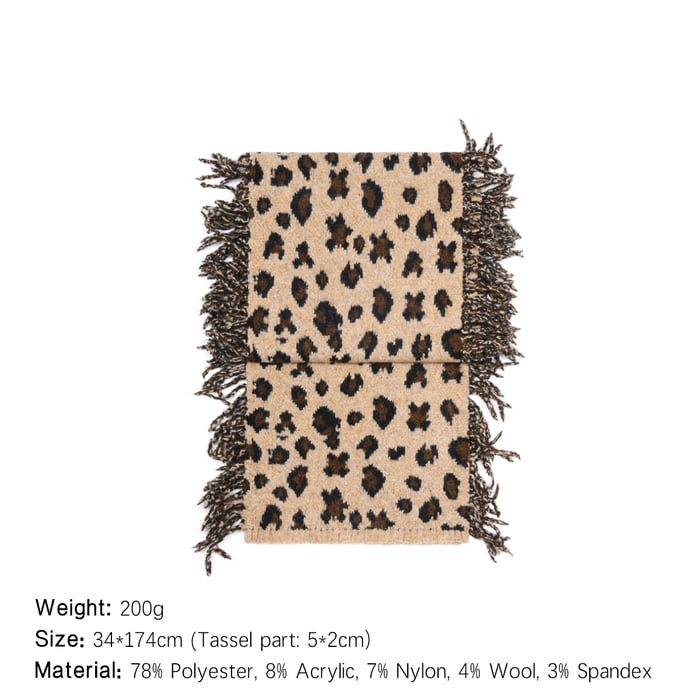 1 Piece Leopard Print Tassels Wool Women's Winter Scarves Picture2