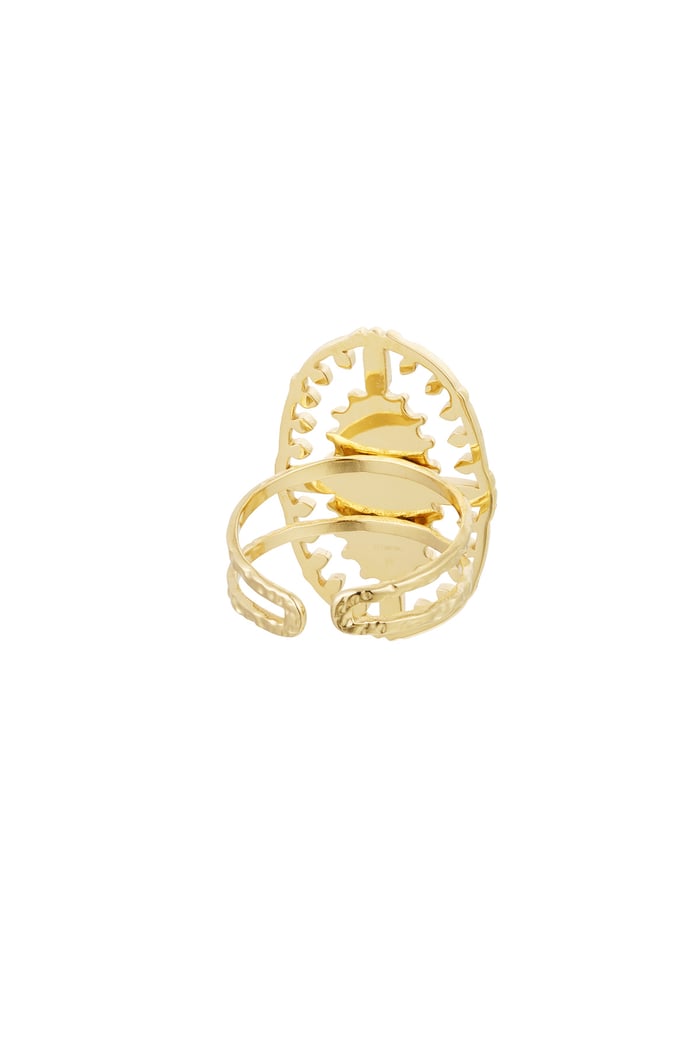 Ring vintage oblong with stone - Gold color/orange h5Picture5