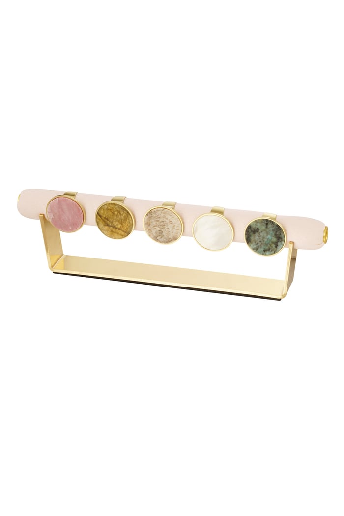 Ring round stone - Gold color/dark green h5Picture3