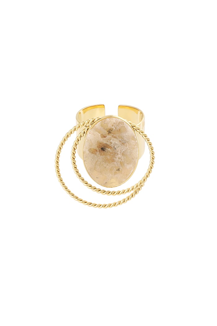 Ring stone with circles - Gold color/green