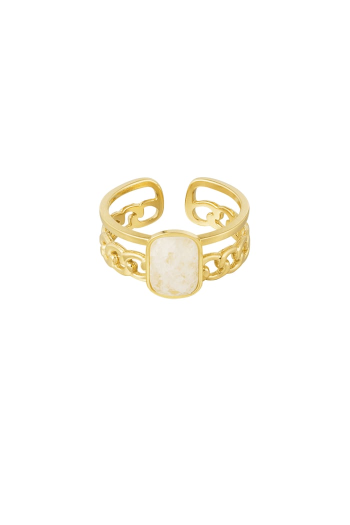 Eleganter Ring mit Stein - Goldfarbe/Grün 