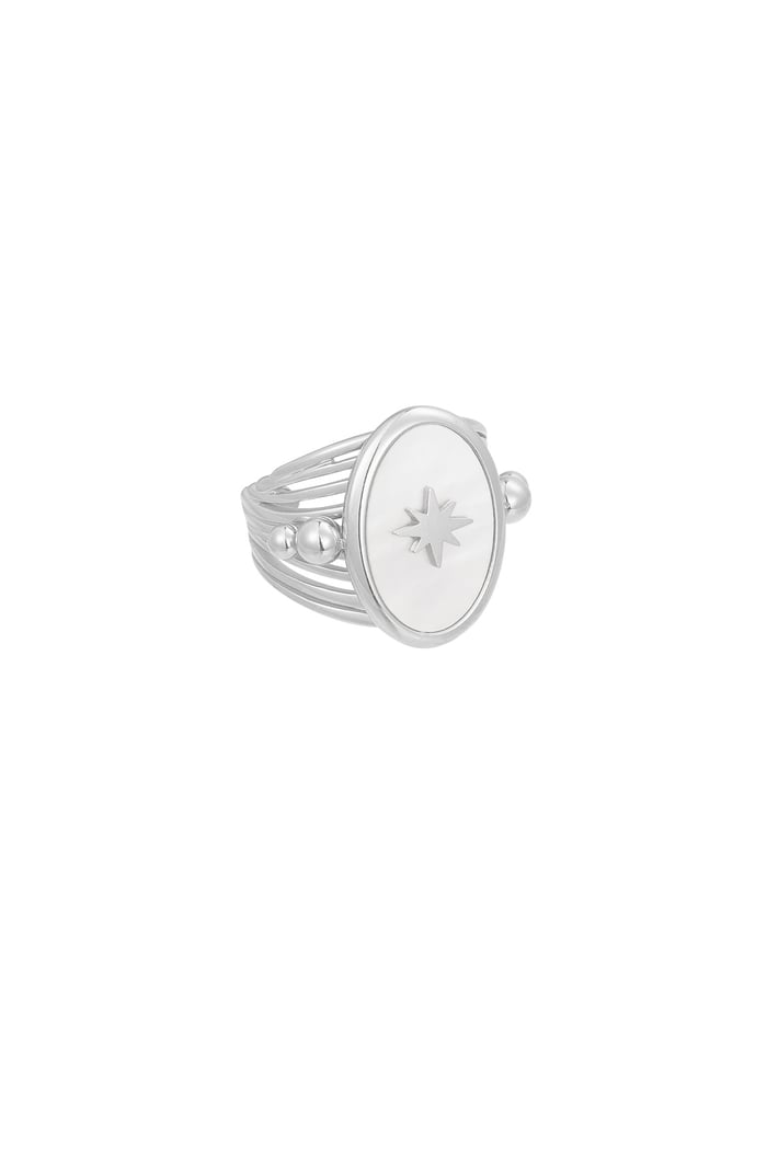 Ring enamel star - Silver Color color