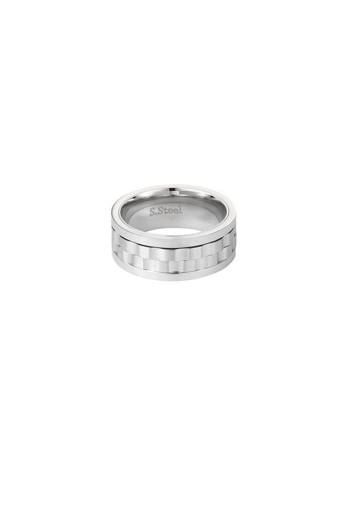 Men's ring ribbed - Silver Color color 