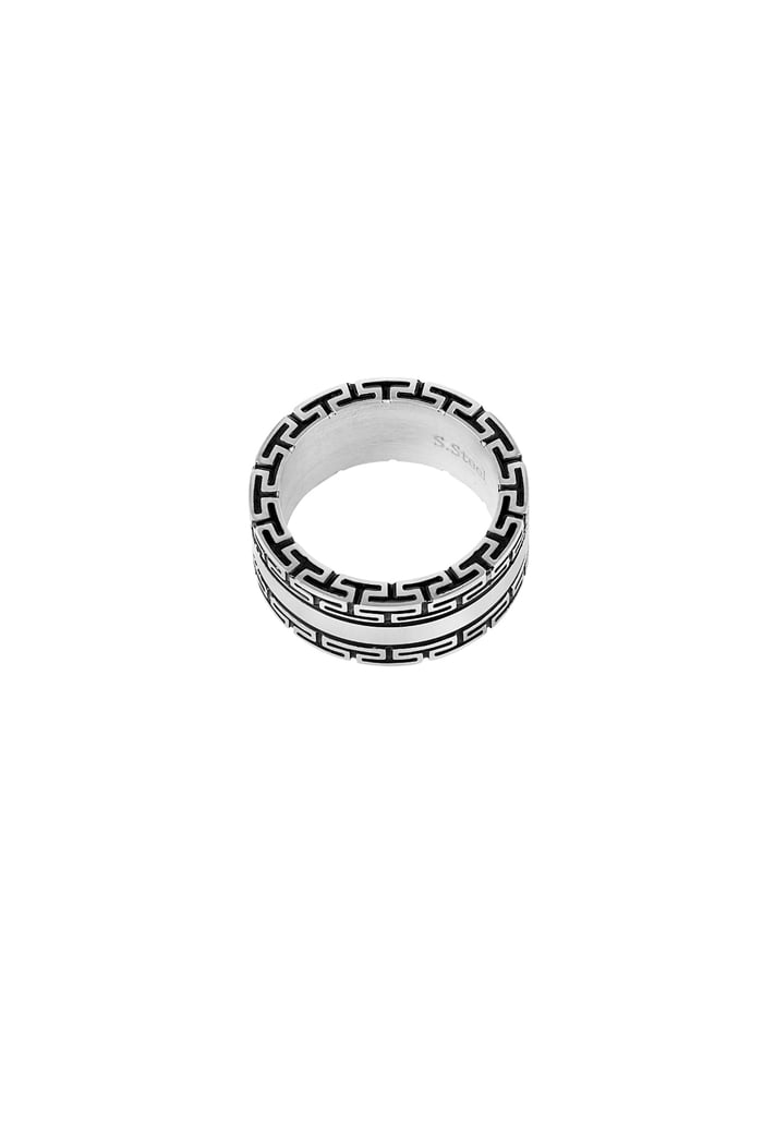Anillo de hombre con estampado - plateado/negro Imagen5