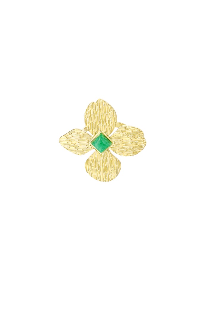 Blumenring mit grünem Stein