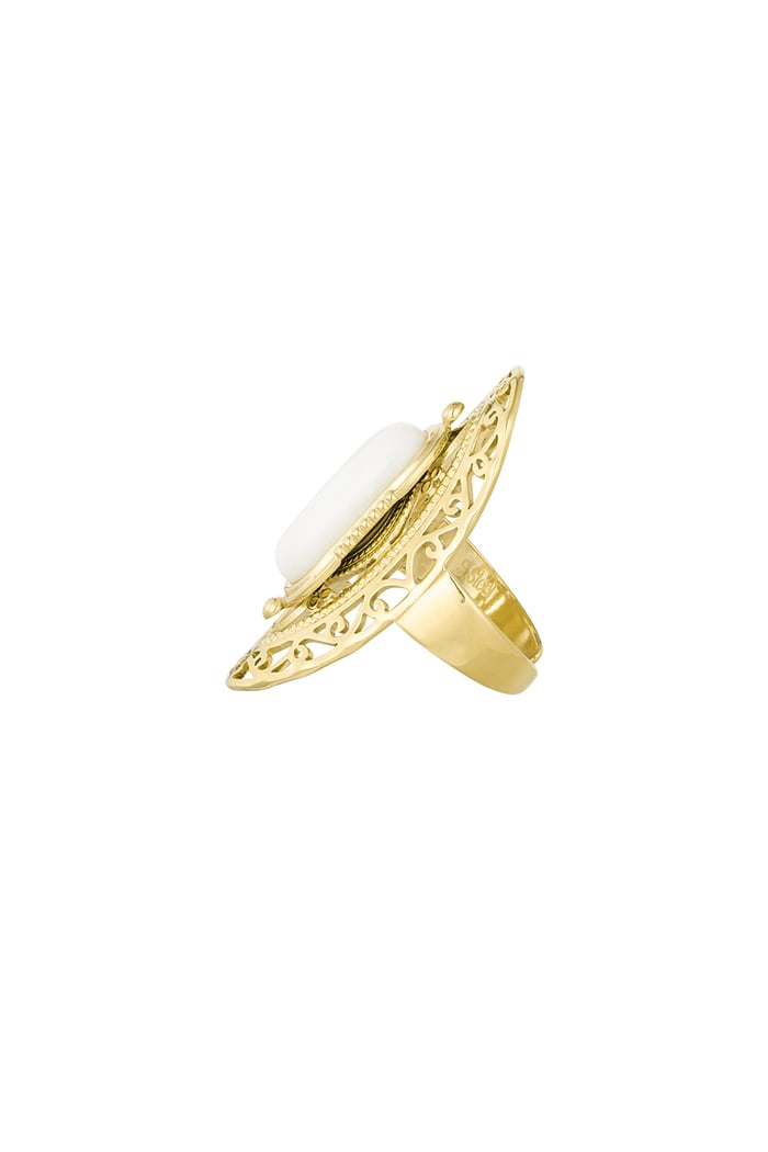 Statement-Ring großer Stein – Goldfarbe - Goldfarbefarbe Bild4