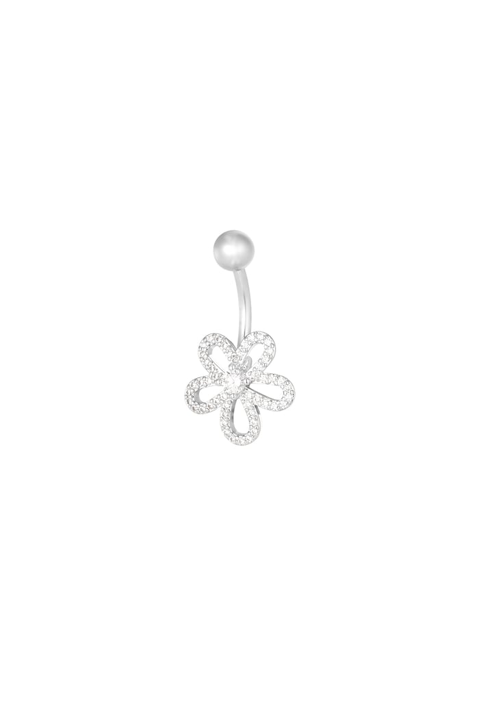 Navel piercing charmed flower - Silver Color color 