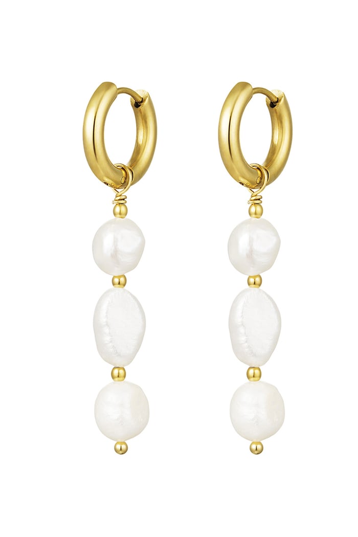 Pendientes perla fiesta - Color dorado Acero inoxidable 