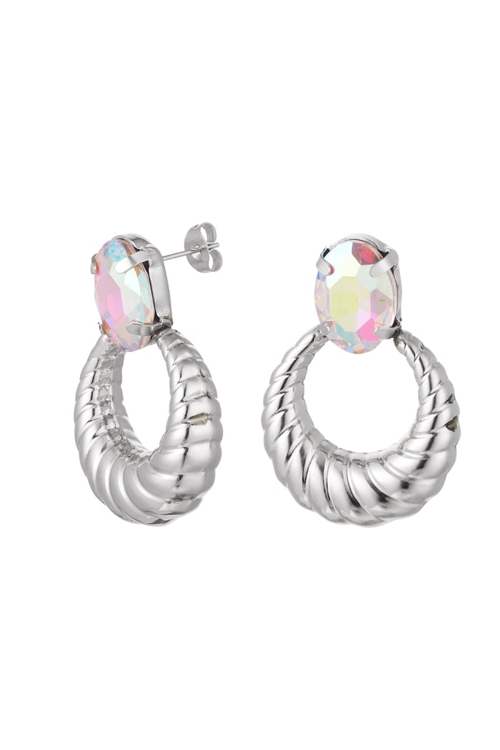 orecchini twist con pietra - acciaio inossidabile verde e colore oro