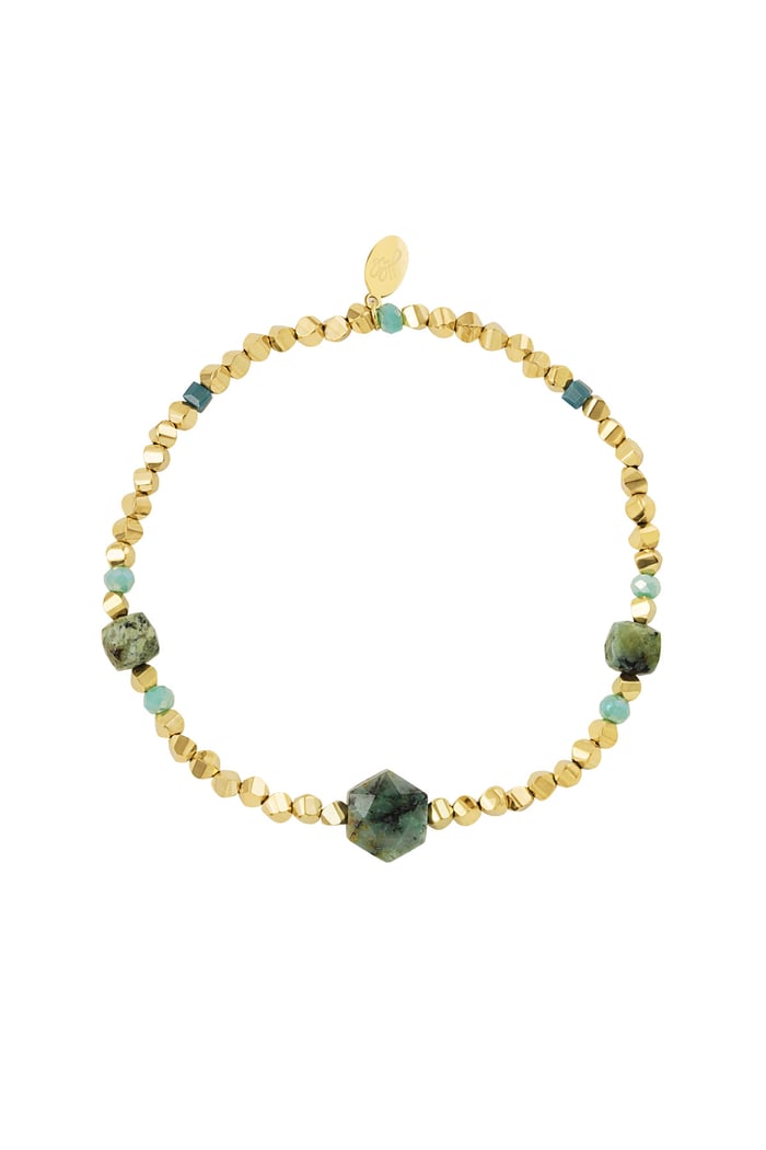 Perlenarmband verschiedene Perlen - grün & goldfarbener Edelstahl 