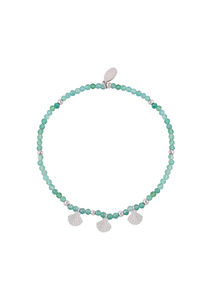 Perlenarmband mit Muschelanhängern – grüner und silberfarbener Edelstahl 